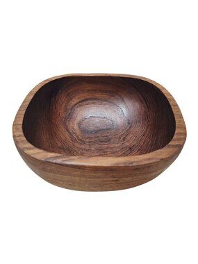 Handcrafted Genuine Teak Wood Bowl From Thailand - Rustic Decorative Piece Or Fu
